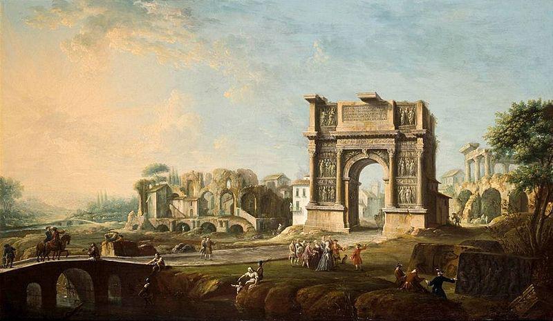 Antonio Joli The Arch of Trajan at Benevento oil on canvas painting by Antonio Joli. oil painting picture
